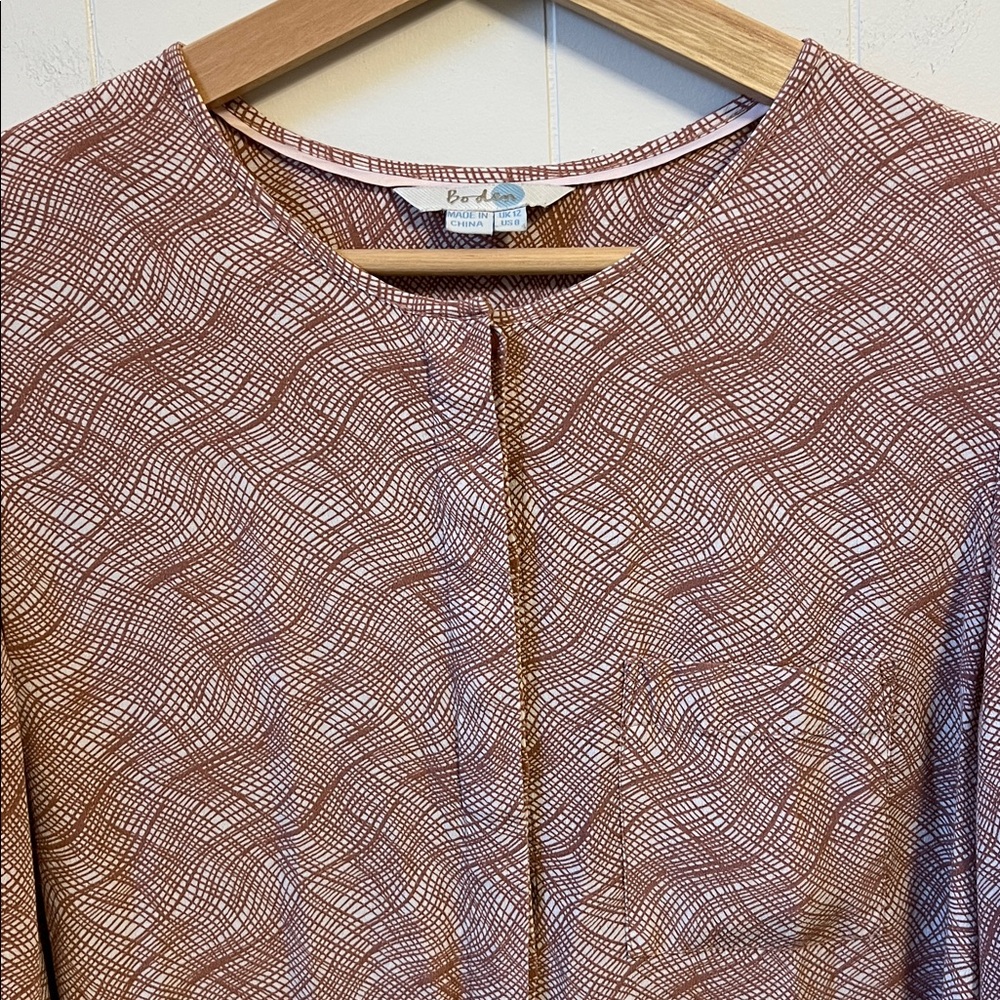 Boden Gwyneth Pink Cream Wavy Stripe Printed Button Up Long Sleeve Blouse Top 8 - Picture 3 of 14